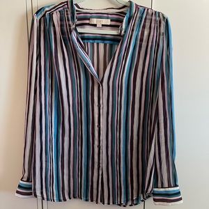 Loft Pastel Striped Button Down Shirt
